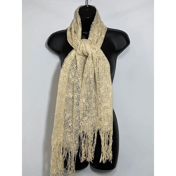 Campagnie EXP Womens Scarf Fringe Cream One Size - Picture 1 of 4